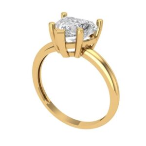 Clara Pucci 2.0 ct Heart Cut Solitaire Moissanite 5-Prong Engagement Wedding Bridal Promise Anniversary Ring 18K Yellow Gold Size 6