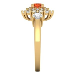 Clara Pucci 1.12 ct Round Cut Halo Solitaire Genuine Red Simulated Diamond Engagement Promise Anniversary Bridal Ring 18K Yellow Gold 3.5