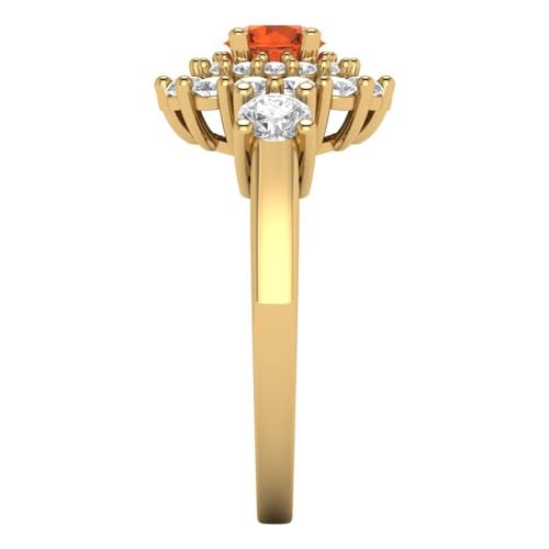 Clara Pucci 1.12 ct Round Cut Halo Solitaire Genuine Red Simulated Diamond Engagement Promise Anniversary Bridal Ring 18K Yellow Gold 3.5