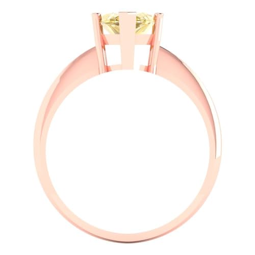 Clara Pucci 2.50 ct Marquise Cut Solitaire Yellow Simulated Diamond Engagement Bridal Promise Anniversary Ring 18K Rose Gold Size 10