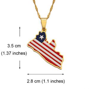 Hafrita Liberia Country Map Flag Pendant Necklaces Gold Liberian Maps Necklace