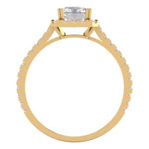 Clara Pucci 2.08 ct Emerald Cut Solitaire W/Accent Halo Moissanite Statement Art Deco Bridal Wedding ring 18K Yellow Gold Size 5.75