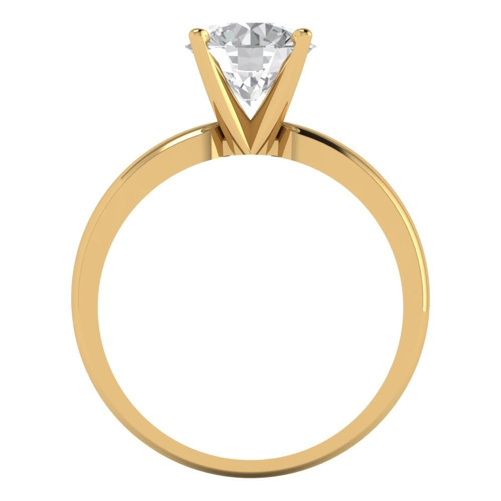 Clara Pucci 1.50 ct Round Cut Solitaire Moissanite Engagement Wedding Bridal Promise Anniversary Ring in 18K Yellow Gold Size 7.5