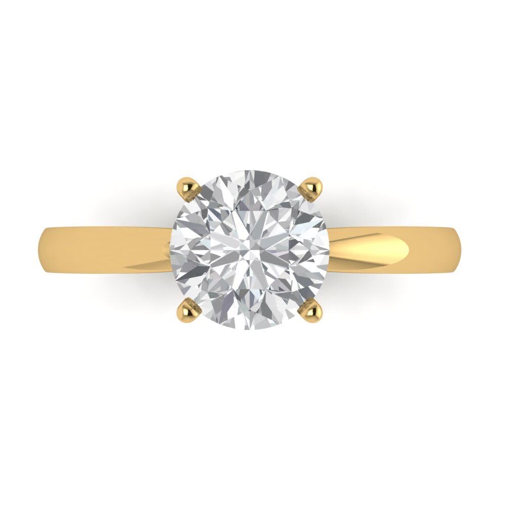 Clara Pucci 1.50 ct Round Cut Solitaire Moissanite Engagement Wedding Bridal Promise Anniversary Ring in 18K Yellow Gold Size 7.5