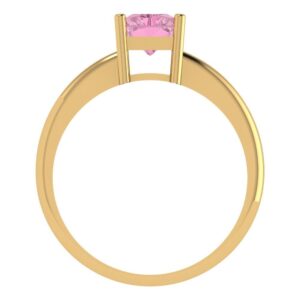 Clara Pucci 1.75ct Radiant Cut Solitaire Pink Simulated Diamond Engagement Bridal Promise Anniversary Ring 18K Yellow Gold Size 7.5