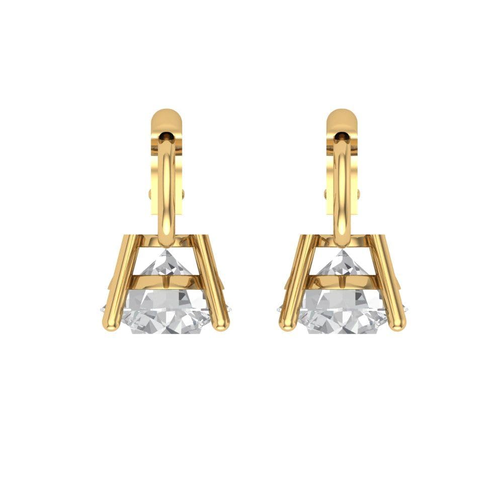 Clara Pucci 3.1 ct Brilliant Round Cut Solitaire VVS1 Moissanite Pair of Lever back Drop Dangle Earrings Solid 18K Yellow Gold