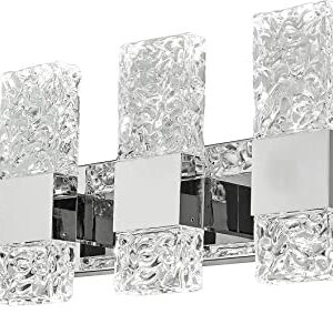 OYLYW Modern LED Bathroom Vanity Light Fixtures Chrome Stainless Steel 4 Light Wall Sconces for Bathroom Lighting Fuxture Over Mirror 28 Inch 40w LED Crystal Wall Light Cool White 5800K