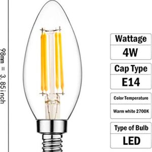 Raheem E14 LED Bulb, Dimmable, 110v 300 Lumens 2700k 40w Equivalent, Best Replacement for Halogen and Incandescent Bulb, Candelabra LED Bulbs, 10 Pack (Warm White)