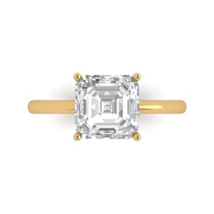 clara pucci 2.5 ct asscher cut solitaire moissanite engagement wedding bridal promise anniversary ring 18k yellow gold size 3.5