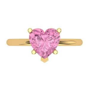 clara pucci 2.0 ct heart cut solitaire pink simulated diamond 5-prong engagement bridal promise anniversary ring 18k yellow gold 3.5