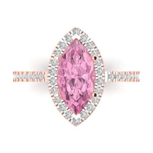 clara pucci 2.38 ct marquise cut solitaire halo pink simulated diamond engagement promise anniversary bridal ring 18k rose gold 4.5