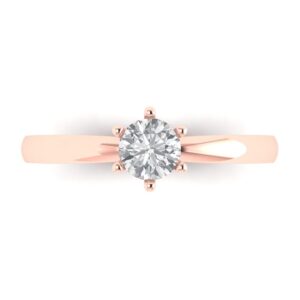 clara pucci 0.50 ct round cut solitaire moissanite engagement wedding bridal promise anniversary ring in 18k rose gold size 6.5