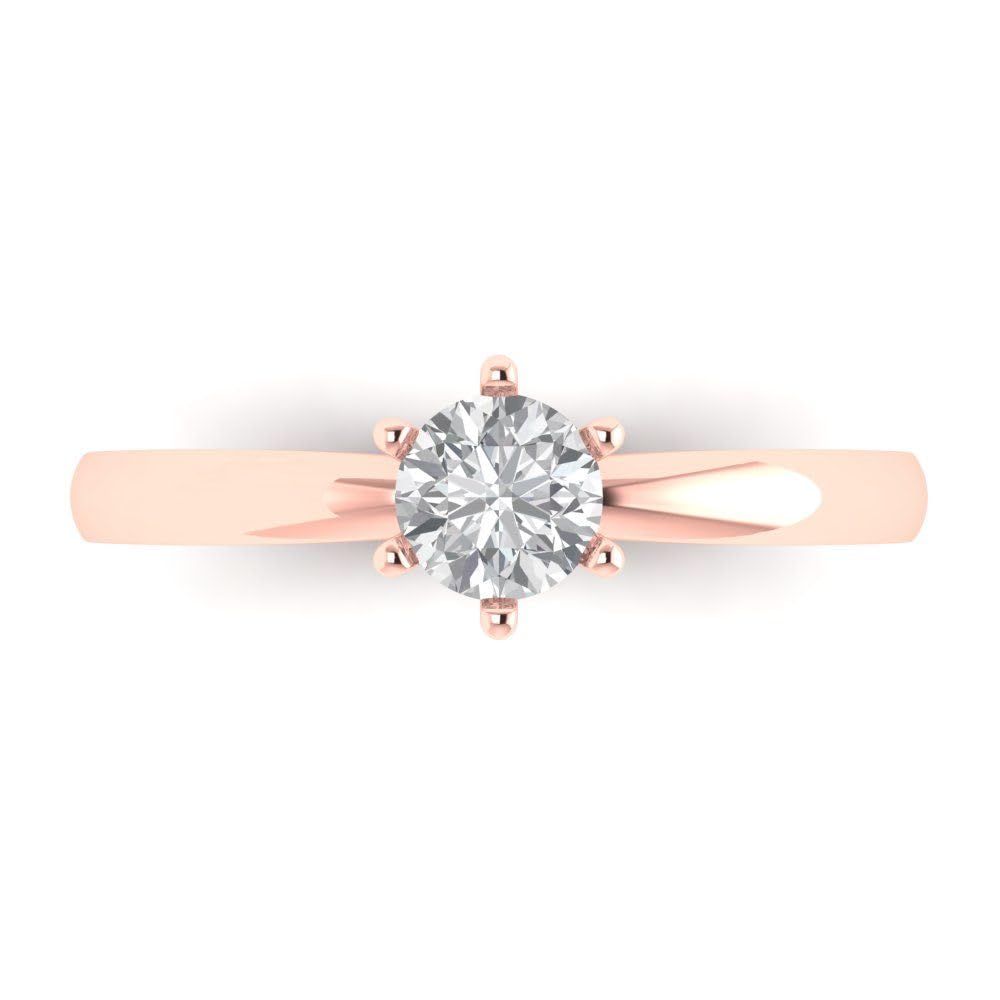 Clara Pucci 0.50 ct Round Cut Solitaire Moissanite Engagement Wedding Bridal Promise Anniversary Ring in 18K rose Gold Size 6.5