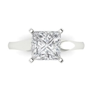 clara pucci 2.50ct princess cut solitaire moissanite excellent engagement bridal promise anniversary ring 18k white gold size 6.5