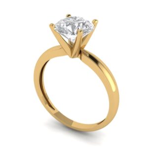 Clara Pucci 1.50 ct Round Cut Solitaire Moissanite Engagement Wedding Bridal Promise Anniversary Ring in 18K Yellow Gold Size 7.5