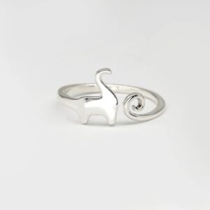 HANFLY Dinosaur Ring Sterling Silver Designer jewellery Adjustable ring Size(US6) (White)