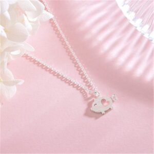 Cute Pig Pendant Necklace 925 Sterling Silver Love Heart Necklaces for Women Nickle Free Animal Pet Adjustable Link Chain Dainty Jewelry for Daughter Niece