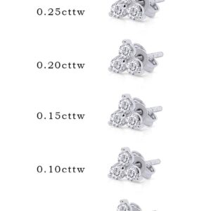 Half Pair 14k White Gold Natural Round Cut Diamond 3 Stone Triangle Cluster Single Stud Earrings Jewelry For Womens (0.25 Cttw)