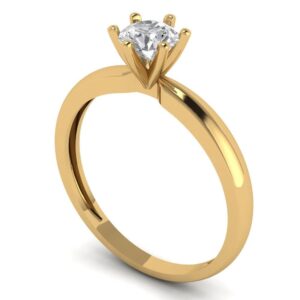 Clara Pucci 0.50 ct Round Cut Solitaire Moissanite Engagement Wedding Bridal Promise Anniversary Ring in 18K yellow Gold Size 3.5