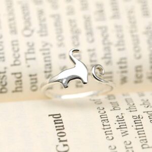 HANFLY Dinosaur Ring Sterling Silver Designer jewellery Adjustable ring Size(US6) (White)