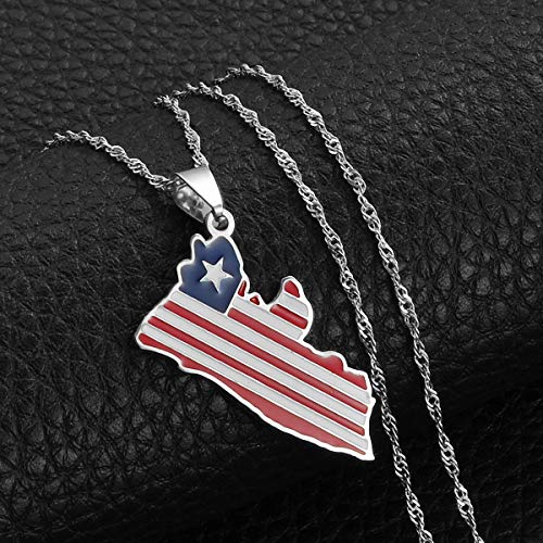 Hafrita Liberia Country Map Flag Pendant Necklaces Gold Liberian Maps Necklace