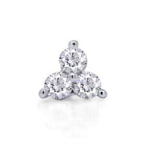 Half Pair 14k White Gold Natural Round Cut Diamond 3 Stone Triangle Cluster Single Stud Earrings Jewelry For Womens (0.25 Cttw)