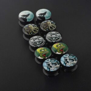 TIANCI FBYJS 5 Pairs Skull Acrylic Ear Gauges Plugs and Tunnels Ear Stretcher Expander Double Flared Screw Plug Piecing (10mm=00g)