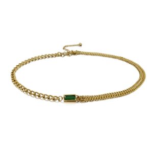 ja.s.jr 18k gold plated emerald choker necklaces chain necklace gold statement necklaces for women