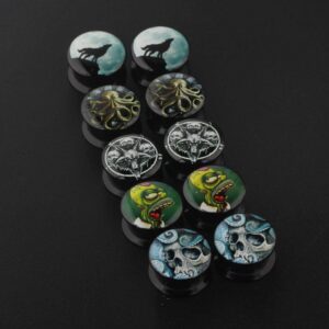 TIANCI FBYJS 5 Pairs Skull Acrylic Ear Gauges Plugs and Tunnels Ear Stretcher Expander Double Flared Screw Plug Piecing (10mm=00g)