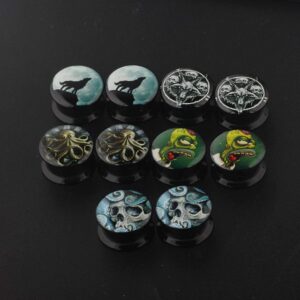 TIANCI FBYJS 5 Pairs Skull Acrylic Ear Gauges Plugs and Tunnels Ear Stretcher Expander Double Flared Screw Plug Piecing (10mm=00g)