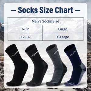 Merino Protect Merino Wool Socks for Men Warm Soft Hiking Socks Odor Resistant Crew Socks Hiking Hunting Cycling