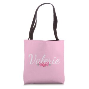 custom valerie gift personalized name flowers floral pink tote bag