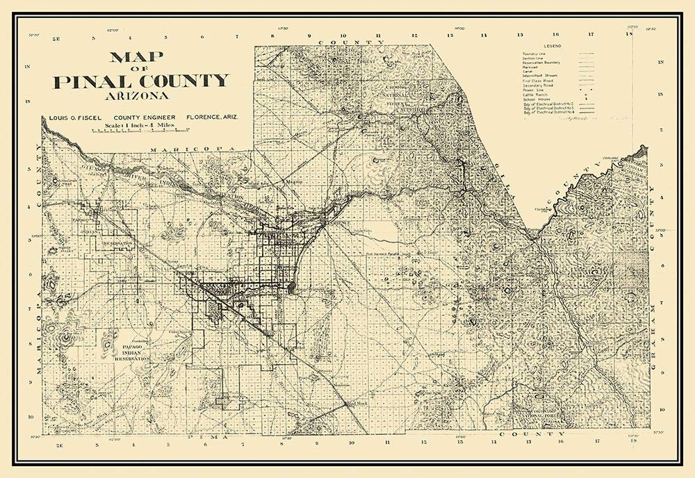 Posterazzi PDXAZPI0001LARGE Pinal Arizona Landowner 1932 Fiscel Poster Print, 36 x 24, Multicolor