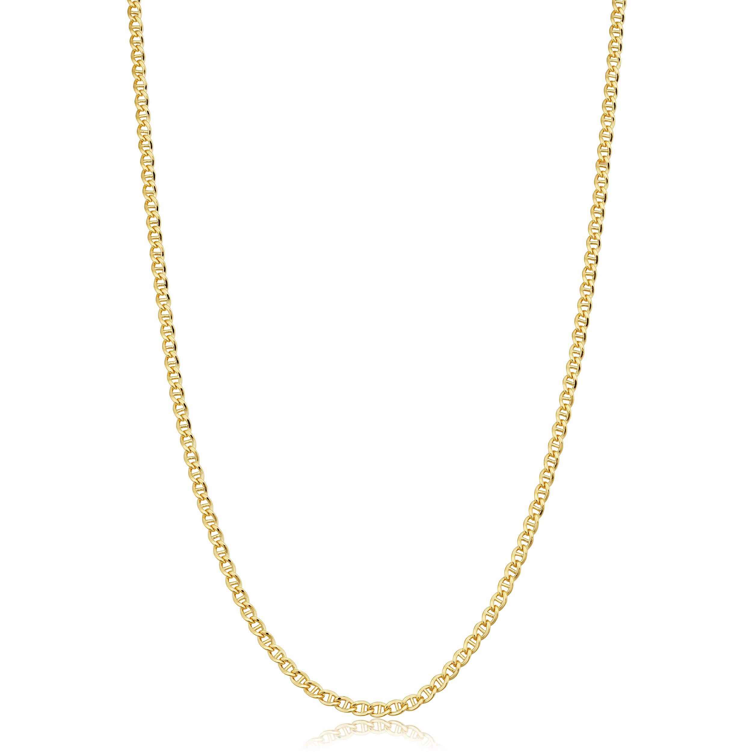 Solid 14k Yellow Gold Filled Mariner Link Chain Necklace (2.55 mm, 36 inch)