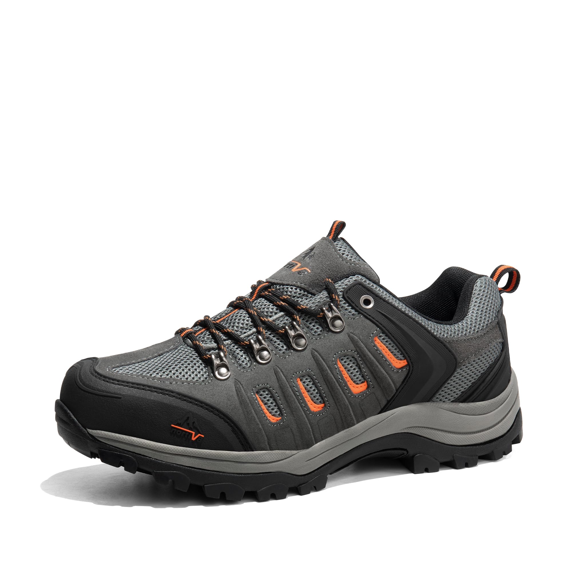 NORTIV 8 Men's Waterproof Hiking Shoes Leather Low-Top Hiking Shoes for Outdoor Trailing Trekking Camping Walking Black/Dark/Grey/Orange Size 12 Quest-1