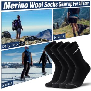 Merino Protect Merino Wool Socks for Men Warm Soft Hiking Socks Odor Resistant Crew Socks Hiking Hunting Cycling