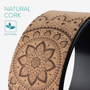 Navaris Cork Yoga Wheel - Prop for Stretching, Flexibility, Back Bends - Helps Deepen Poses and Stretch Back, Shoulders, Chest - 13" (33cm) Diameter