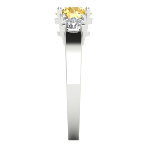 Clara Pucci 1.50 ct Round Cut 3 stone Genuine Yellow Simulated Diamond Engagement Promise Anniversary Bridal Ring 18K White Gold 4.25