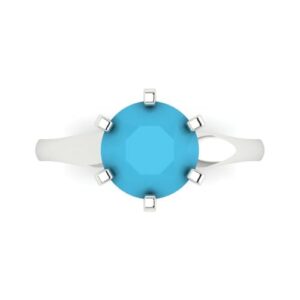 clara pucci 2.50ct round cut solitaire simulated turquoise excellent engagement bridal promise anniversary ring in 18k white gold 3.5