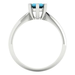 Clara Pucci 1.0 ct Marquise Cut Solitaire Simulated Turquoise Engagement Bridal Promise Anniversary Ring 18K White Gold Size 7.75