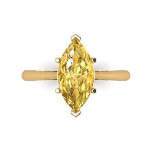 Clara Pucci 2.50 ct Marquise Cut Solitaire Yellow Simulated Diamond Engagement Bridal Promise Anniversary Ring 18K Yellow Gold Size 3.5