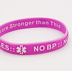 MandM NO BP, NO Needles for Dialysis, Lymphedema Arm Alert Silicone Bracelets, Wristbands Blue and Red(2)