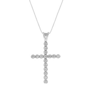 Lab Grown Cross Diamond Necklace For Women | 1/2 CTTW Real White Gold Plated 925 Sterling Silver Diamond Pendant Necklace | Ideal Gift for Women