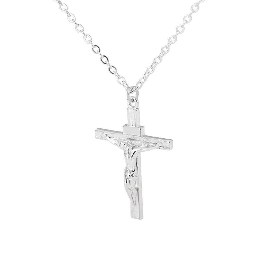 Kumshunie Stainless Steel Cross Crucifix Pendant Necklace Dainty Unisex Religious Baptism Jewelry Silver