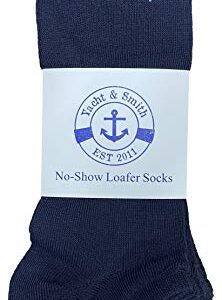 BILLIONHATS 12 Pairs of Boys & Girls Cotton Shoe Liner Training No Show Thin Low Cut Sport Ankle Socks, 6-8 (12 Pack Navy)