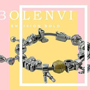 Bolenvi Pink Dragonfly Dragon Fly Ball 925 Sterling Silver Charm Bead for Pandora & Similar Charm Bracelets or Necklaces