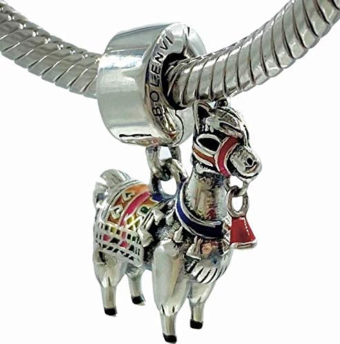 BOLENVI Alpaca Llama Peru 925 Sterling Silver Dangle Pendant X Charm Bead For Pandora & Similar Charm Bracelets or Necklaces