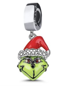 bolenvi monster stole christmas green red 925 sterling silver charm bead for pandora & similar charm bracelets or necklaces