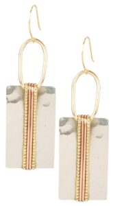 spunkysoul boho earring (rectangle silver with gold accent)