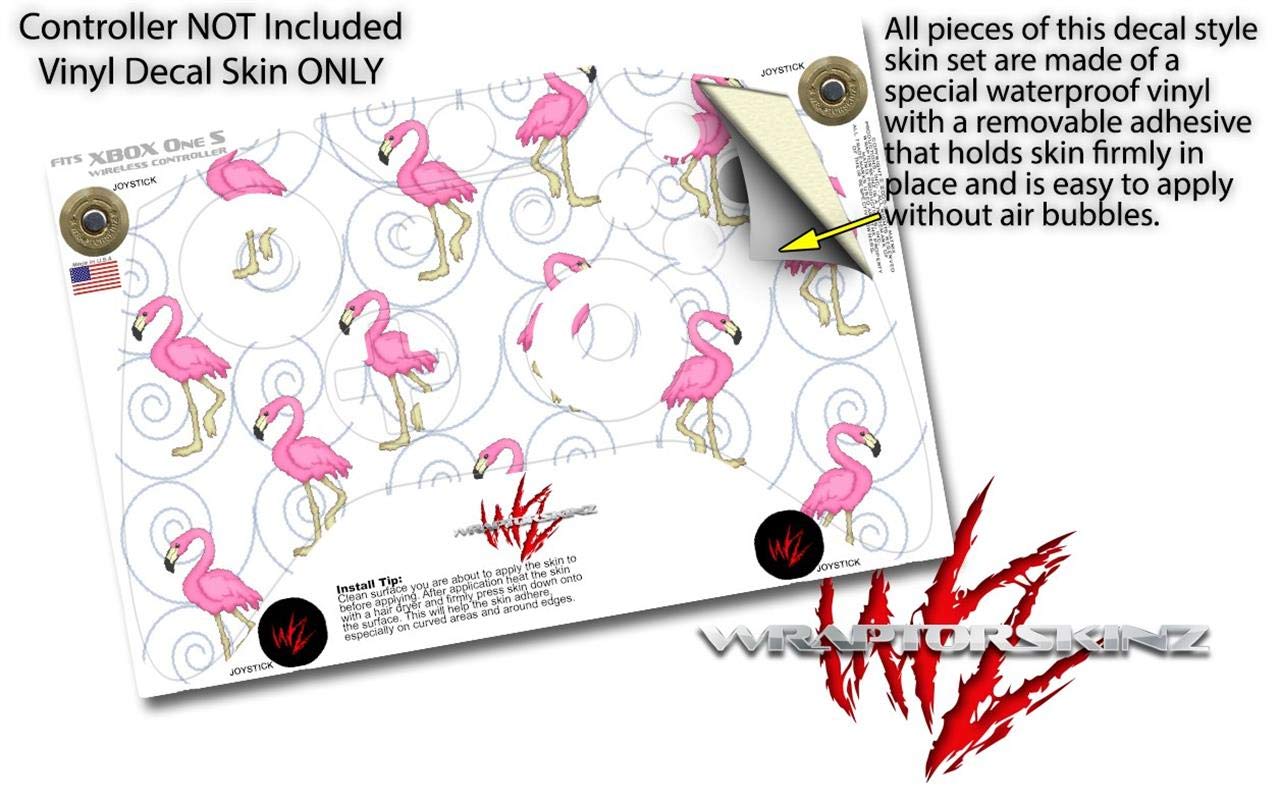 WraptorSkinz Decal Vinyl Skin Wrap compatible with XBOX One S/X Controller - Flamingos on White (CONTROLLER NOT INCLUDED)